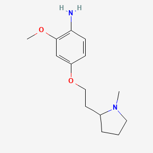 molecular formula C14H22N2O2 B13316331 2-Methoxy-4-[2-(1-methylpyrrolidin-2-yl)ethoxy]aniline 