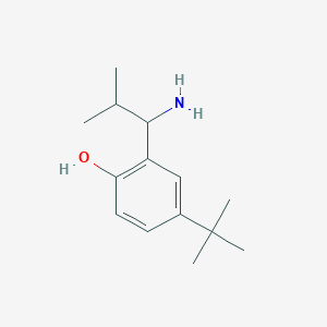 molecular formula C14H23NO B13316344 2-(1-Amino-2-methylpropyl)-4-tert-butylphenol 