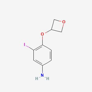 molecular formula C9H10INO2 B13316368 3-Iodo-4-(oxetan-3-yloxy)aniline 