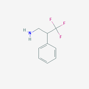 molecular formula C9H10F3N B13316429 3,3,3-Trifluoro-2-phenylpropan-1-amine 