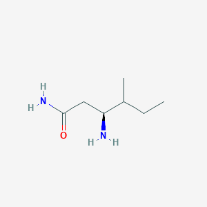 molecular formula C7H16N2O B13316434 (3S)-3-Amino-4-methylhexanamide 