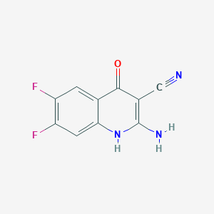 molecular formula C10H5F2N3O B13316469 2-Amino-6,7-difluoro-4-hydroxyquinoline-3-carbonitrile 