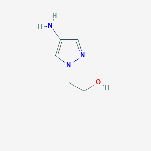 molecular formula C9H17N3O B13316474 1-(4-amino-1H-pyrazol-1-yl)-3,3-dimethylbutan-2-ol 