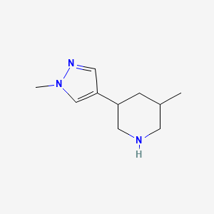 molecular formula C10H17N3 B13316664 3-Methyl-5-(1-methyl-1H-pyrazol-4-YL)piperidine 