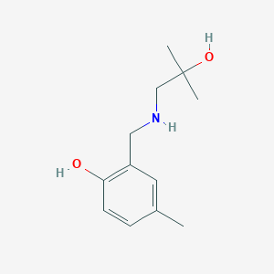 molecular formula C12H19NO2 B13316686 2-{[(2-Hydroxy-2-methylpropyl)amino]methyl}-4-methylphenol 