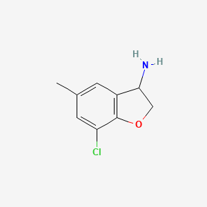 molecular formula C9H10ClNO B13316815 7-Chloro-5-methyl-2,3-dihydro-1-benzofuran-3-amine 