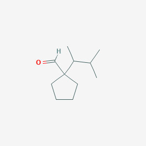 molecular formula C11H20O B13316829 1-(3-Methylbutan-2-yl)cyclopentane-1-carbaldehyde 