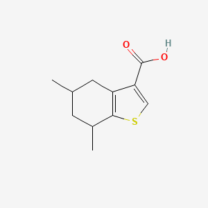 molecular formula C11H14O2S B13316833 5,7-Dimethyl-4,5,6,7-tetrahydro-1-benzothiophene-3-carboxylic acid 