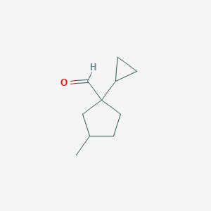 molecular formula C10H16O B13316862 1-Cyclopropyl-3-methylcyclopentane-1-carbaldehyde 