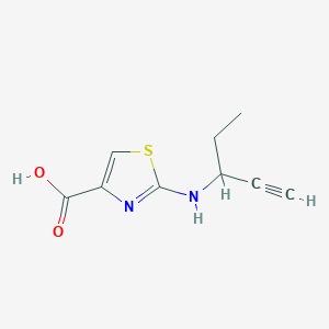 molecular formula C9H10N2O2S B13316921 2-[(Pent-1-yn-3-yl)amino]-1,3-thiazole-4-carboxylic acid 