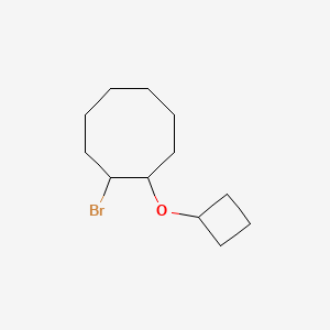 molecular formula C12H21BrO B13316975 1-Bromo-2-cyclobutoxycyclooctane 