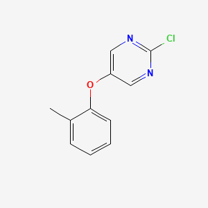 molecular formula C11H9ClN2O B13317015 2-Chloro-5-(2-methylphenoxy)pyrimidine 