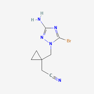 molecular formula C8H10BrN5 B13317042 2-{1-[(3-amino-5-bromo-1H-1,2,4-triazol-1-yl)methyl]cyclopropyl}acetonitrile 