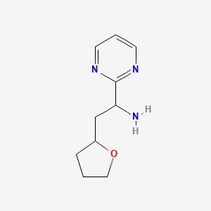 molecular formula C10H15N3O B13317051 2-(Oxolan-2-YL)-1-(pyrimidin-2-YL)ethan-1-amine 