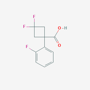 molecular formula C11H9F3O2 B13317084 3,3-Difluoro-1-(2-fluorophenyl)cyclobutane-1-carboxylic acid 