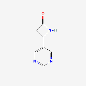 molecular formula C7H7N3O B13317085 4-(Pyrimidin-5-yl)azetidin-2-one 