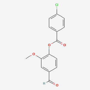 molecular formula C15H11ClO4 B1331710 4-甲酰基-2-甲氧基苯基 4-氯苯甲酸酯 CAS No. 321726-57-2
