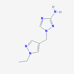 molecular formula C8H12N6 B13317127 1-[(1-Ethyl-1H-pyrazol-4-YL)methyl]-1H-1,2,4-triazol-3-amine 