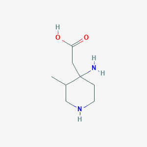 molecular formula C8H16N2O2 B13317158 2-(4-Amino-3-methylpiperidin-4-yl)acetic acid 