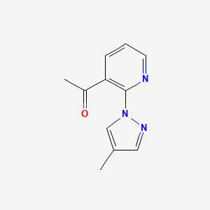 molecular formula C11H11N3O B13317190 1-[2-(4-Methyl-1H-pyrazol-1-yl)pyridin-3-yl]ethan-1-one 