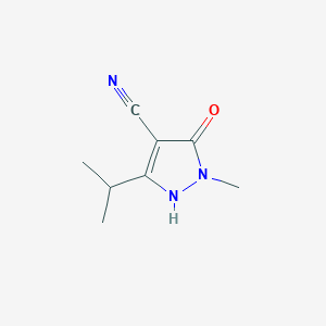 molecular formula C8H11N3O B13317191 5-Hydroxy-1-methyl-3-(propan-2-yl)-1H-pyrazole-4-carbonitrile 