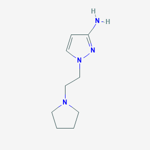 molecular formula C9H16N4 B13317206 1-[2-(Pyrrolidin-1-YL)ethyl]-1H-pyrazol-3-amine 