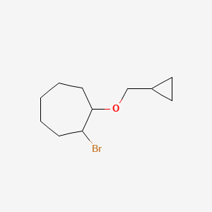 molecular formula C11H19BrO B13317284 1-Bromo-2-(cyclopropylmethoxy)cycloheptane 