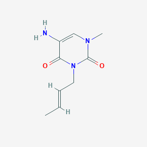 molecular formula C9H13N3O2 B13317319 5-Amino-3-(but-2-en-1-yl)-1-methyl-1,2,3,4-tetrahydropyrimidine-2,4-dione 