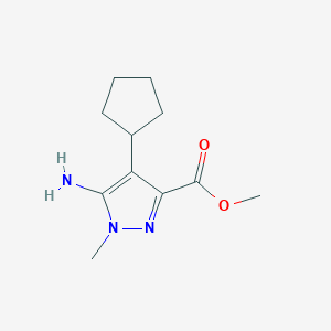 molecular formula C11H17N3O2 B13317354 Methyl 5-amino-4-cyclopentyl-1-methyl-1H-pyrazole-3-carboxylate 