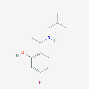 molecular formula C12H18FNO B13317374 5-Fluoro-2-{1-[(2-methylpropyl)amino]ethyl}phenol 