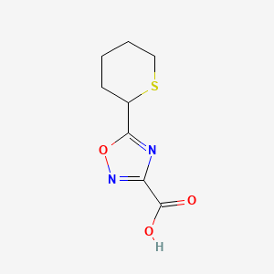 molecular formula C8H10N2O3S B13317410 5-(Thian-2-yl)-1,2,4-oxadiazole-3-carboxylic acid 