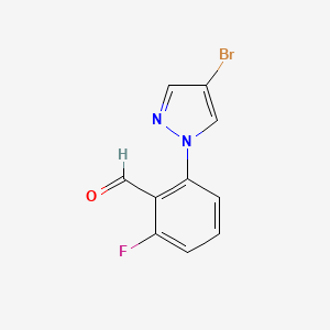 molecular formula C10H6BrFN2O B13317430 2-(4-Bromo-1H-pyrazol-1-yl)-6-fluorobenzaldehyde 