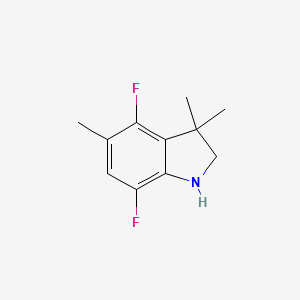 molecular formula C11H13F2N B13317481 4,7-Difluoro-3,3,5-trimethyl-2,3-dihydro-1H-indole 