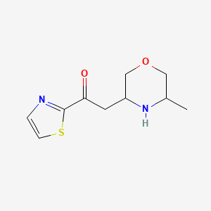 molecular formula C10H14N2O2S B13317492 2-(5-Methylmorpholin-3-YL)-1-(1,3-thiazol-2-YL)ethan-1-one 