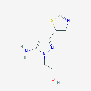 molecular formula C8H10N4OS B13317505 2-[5-Amino-3-(1,3-thiazol-5-yl)-1H-pyrazol-1-yl]ethan-1-ol 