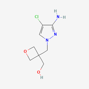 molecular formula C8H12ClN3O2 B13317565 {3-[(3-amino-4-chloro-1H-pyrazol-1-yl)methyl]oxetan-3-yl}methanol 