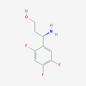 molecular formula C9H10F3NO B13317592 (3S)-3-Amino-3-(2,4,5-trifluorophenyl)propan-1-OL 