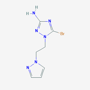 molecular formula C7H9BrN6 B13317616 5-Bromo-1-[2-(1H-pyrazol-1-yl)ethyl]-1H-1,2,4-triazol-3-amine 