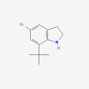 molecular formula C12H16BrN B13317809 5-Bromo-7-tert-butyl-2,3-dihydro-1H-indole 