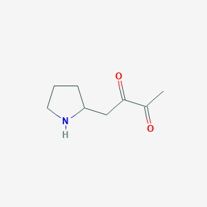 molecular formula C8H13NO2 B13317978 1-(Pyrrolidin-2-yl)butane-2,3-dione 