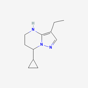 molecular formula C11H17N3 B13317986 7-Cyclopropyl-3-ethyl-4H,5H,6H,7H-pyrazolo[1,5-a]pyrimidine 