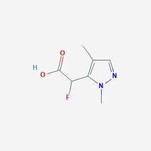 molecular formula C7H9FN2O2 B13318025 2-(1,4-Dimethyl-1H-pyrazol-5-yl)-2-fluoroacetic acid 