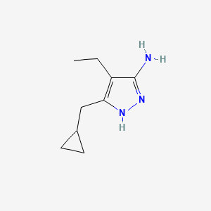 molecular formula C9H15N3 B13318055 3-(cyclopropylmethyl)-4-ethyl-1H-pyrazol-5-amine 