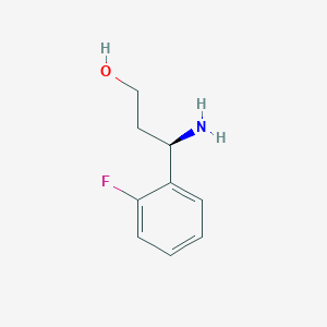 molecular formula C9H12FNO B13318084 (3R)-3-amino-3-(2-fluorophenyl)propan-1-ol 