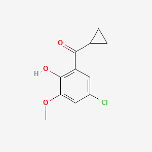 molecular formula C11H11ClO3 B13318104 4-Chloro-2-cyclopropanecarbonyl-6-methoxyphenol 