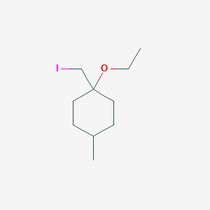 molecular formula C10H19IO B13318140 1-Ethoxy-1-(iodomethyl)-4-methylcyclohexane 