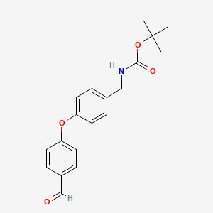 molecular formula C19H21NO4 B13318166 tert-Butyl N-{[4-(4-formylphenoxy)phenyl]methyl}carbamate 