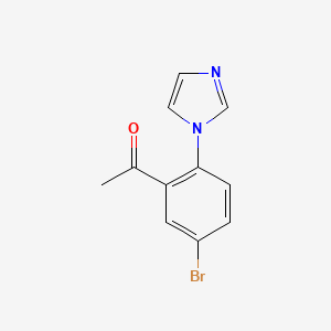 molecular formula C11H9BrN2O B13318305 1-[5-Bromo-2-(1H-imidazol-1-YL)phenyl]ethan-1-one 