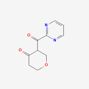 molecular formula C10H10N2O3 B13318317 3-(Pyrimidine-2-carbonyl)oxan-4-one 