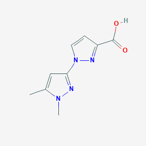 molecular formula C9H10N4O2 B13318490 1-(1,5-Dimethyl-1H-pyrazol-3-yl)-1H-pyrazole-3-carboxylic acid 